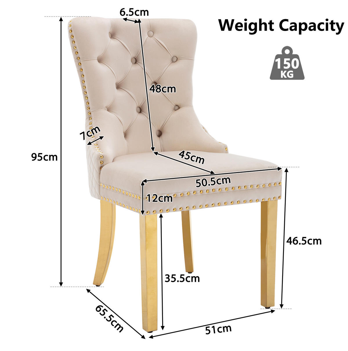 ESSZIMMERSTUHL Samt mit Edelstahlbeinen 50,5 x 45 x 95 cm Beige - Beige, Metall (45/95/50.6cm) - Meubliv