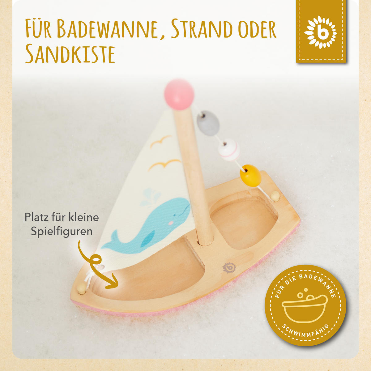 SEGELBOOT Badewanne - ab 12 Monate - Weiß, Holz (8.8/17.5cm) - Bieco Spielwaren