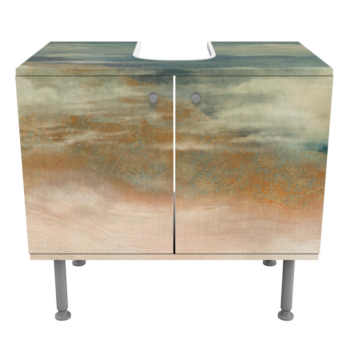 WASCHBECKENUNTERSCHRANK Himmelhohe Berglandschaft 60/55/35 cm - Braun, Holzwerkstoff (60/55/35cm) - Bilderwelten