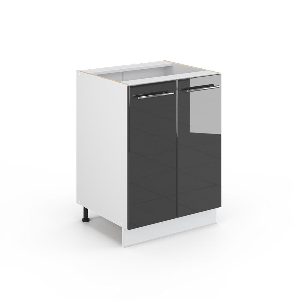 KÜCHENUNTERSCHRANK Fame-Line Anthrazit Hochglanz 60 cm ohne AP - Anthrazit/Weiß, Holzwerkstoff (60/82/51.6cm) - Vicco