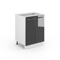 KÜCHENUNTERSCHRANK Fame-Line Anthrazit Hochglanz 60 cm ohne AP - Schwarz Hochglanz/Anthrazit, Holzwerkstoff (60/82/51.6cm) - Vicco