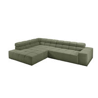 ECKSOFA MIT MOTORISCHEM SITZVORZUG NEVADA Dunkelgrün Cord - Dunkelgrün/Schwarz, Kunststoff/Textil (319/215cm) - KAWOLA