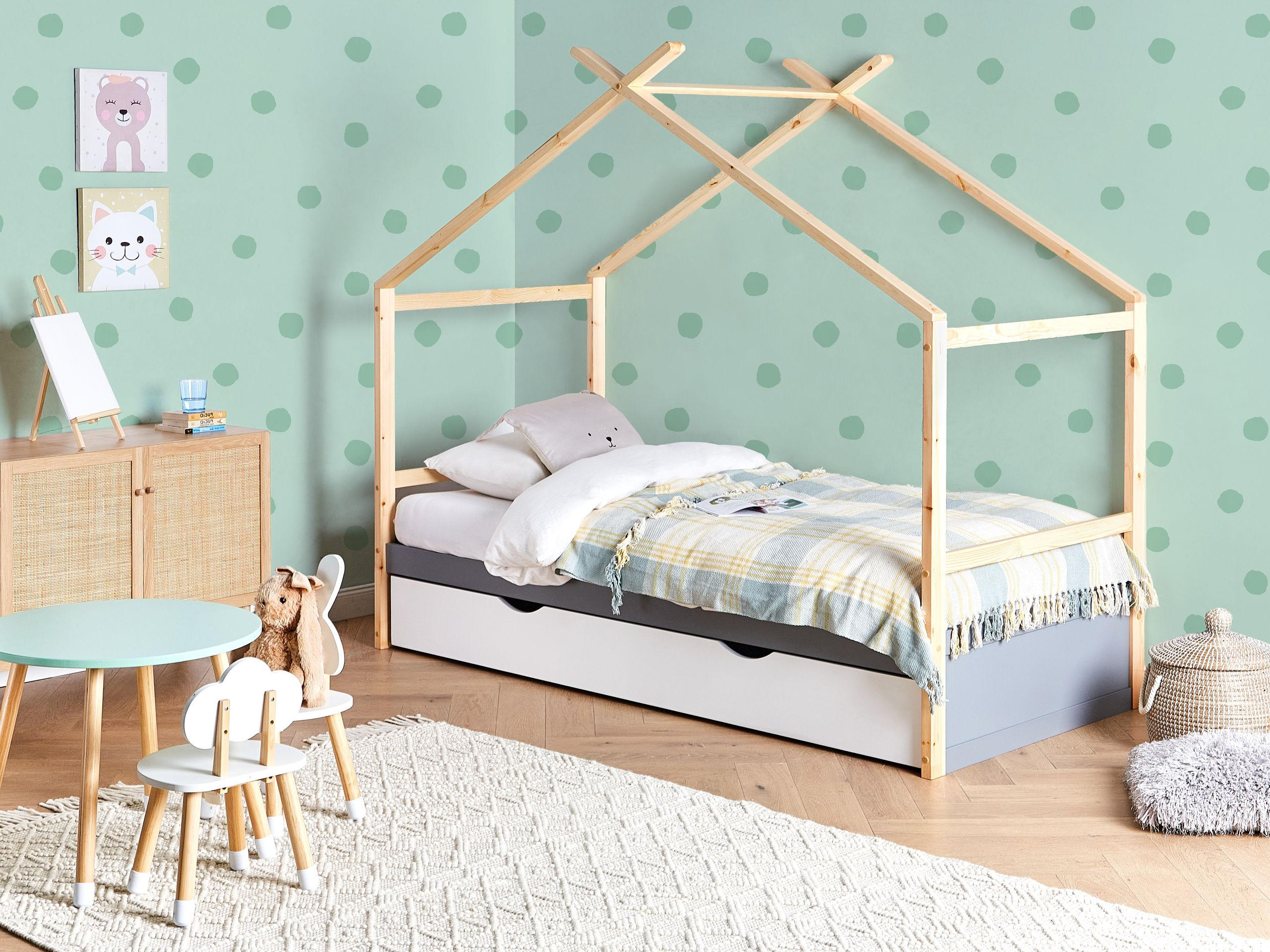 KINDERBETT 90x200 cm Grau Orgeval - Grau, Holz (90/200cm) - Beliani