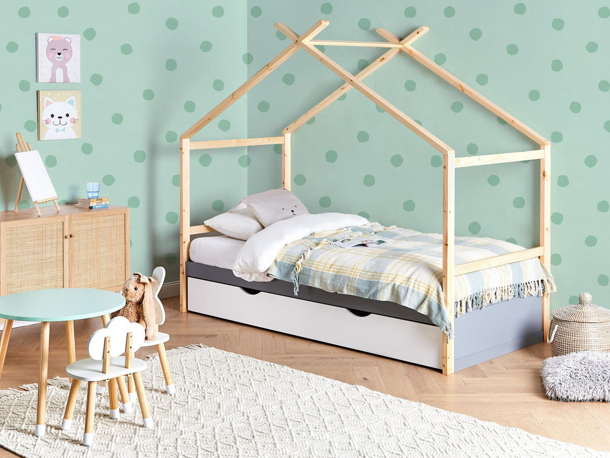 KINDERBETT 90x200 cm Grau Orgeval - Grau, Holz (90/200cm) - Beliani