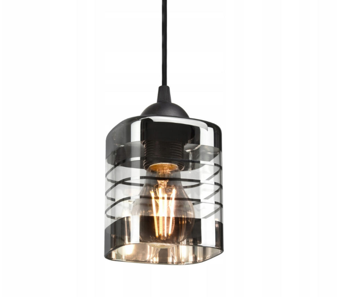 PENDELLEUCHTE TRAGLAS - Transparent/Schwarz, Glas/Metall (10/10/80cm) - kiki design