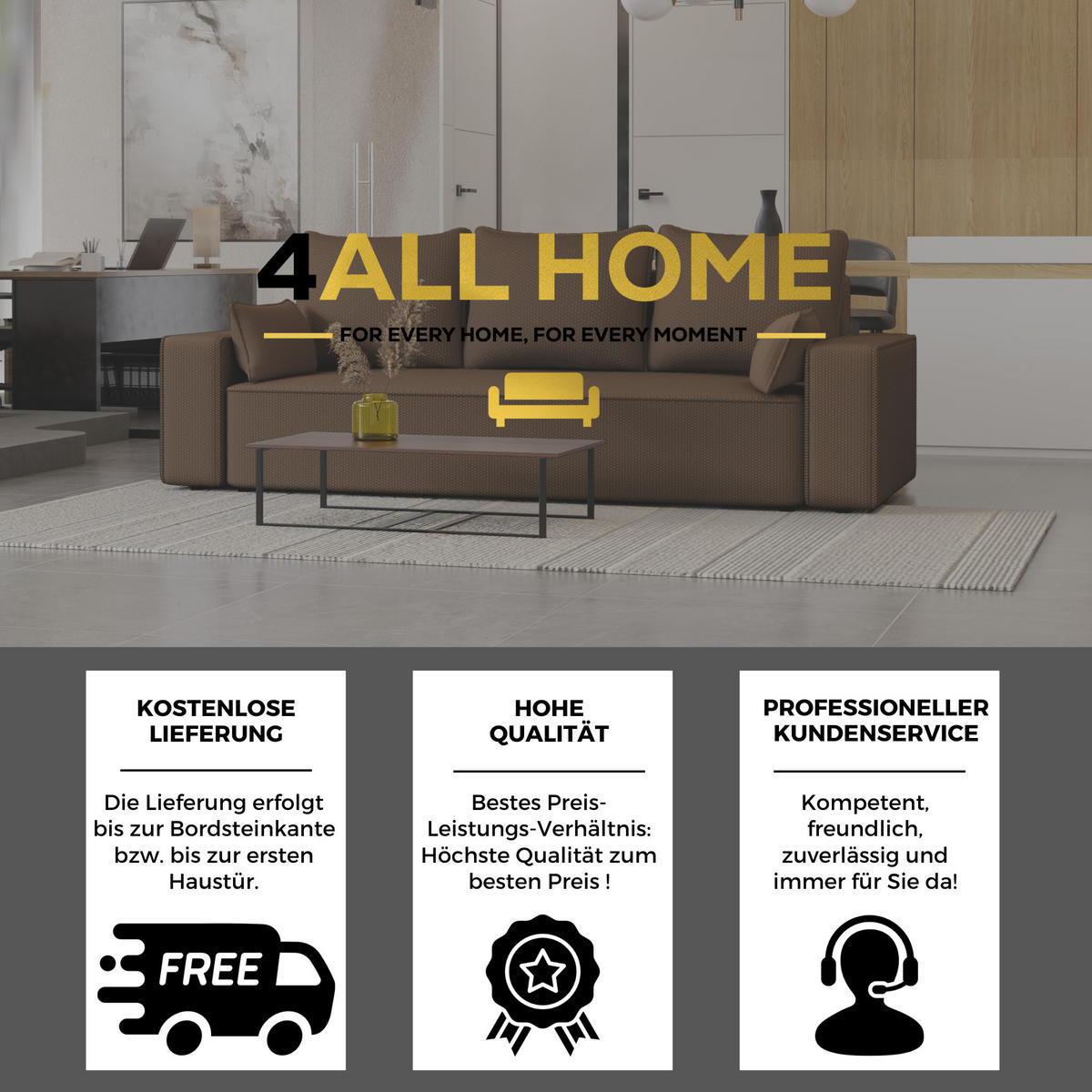 SOFA Vens mit Bettkasten und Schlaffunktion, Cordstoff - Braun, Holzwerkstoff (242/85/95cm)