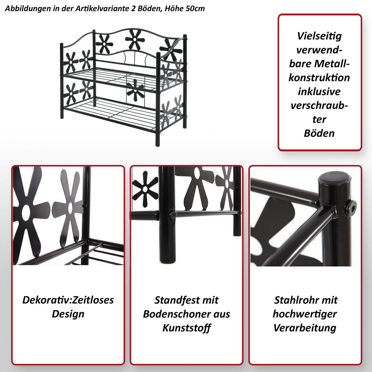 SCHUHREGAL Schwarz - Schwarz, Metall (60/112/30cm) - MCW