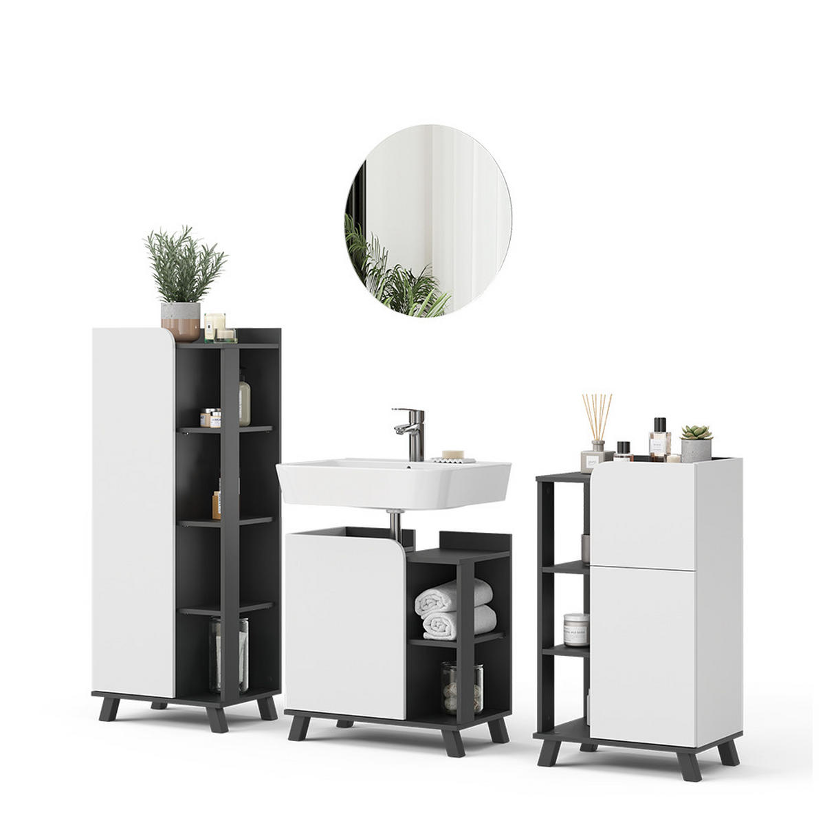 Anthrazit/Weiß, Holzwerkstoff (60/65/35cm) - Vicco