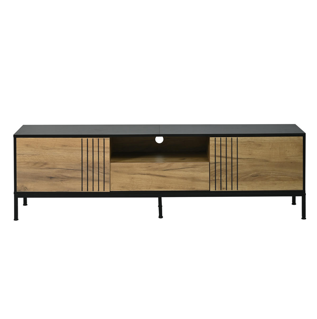 TV-LOWBOARD 170/35/50 cm Eiche Schwarz aus Spanplatte mit Stauraum - Eichefarben, Holzwerkstoff (35/50/170cm) - OKWISH