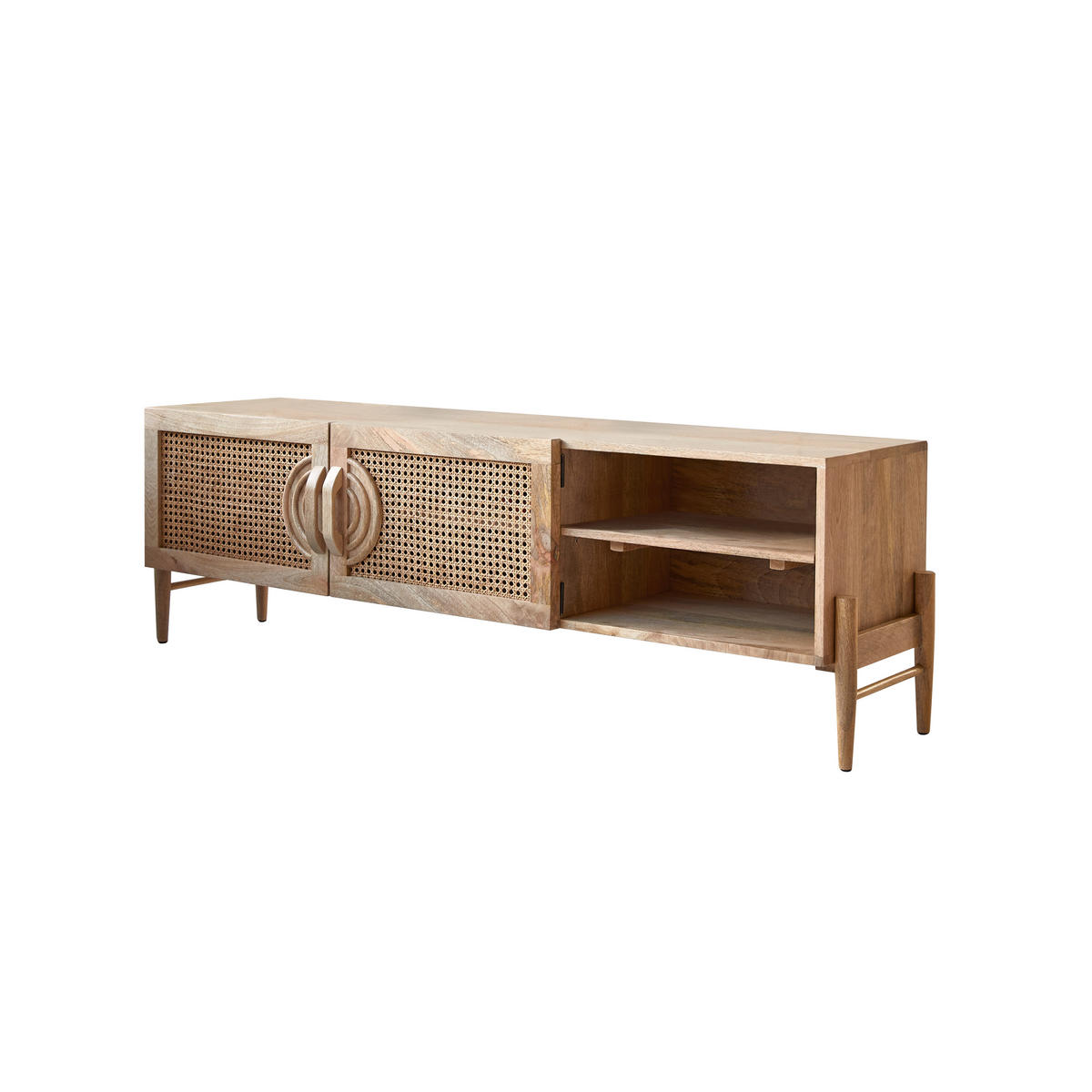 TV-SCHRANK Sina Hellbraun aus Mango - Hellbraun, Holz (150/45/36cm) - Tikamoon