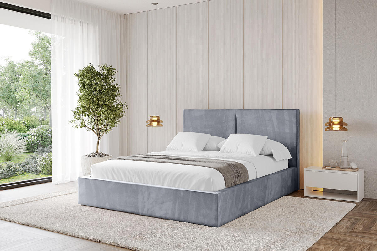 POLSTERBETT mit Bettkasten und Lattenrost, Bett mit Matratze H3/H4 - VANTO 180x200 Grau - Grau, Holzwerkstoff/Textil (180/200cm) - ALTDECOR