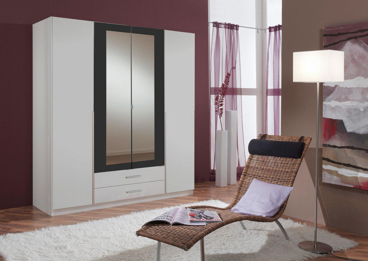 DREHTÜRENSCHRANK Skate in Weiß mit Grafit 179x197x58 cm BxHxT Kleiderschrank - Silberfarben/Weiß, Holzwerkstoff (179/197/58cm)