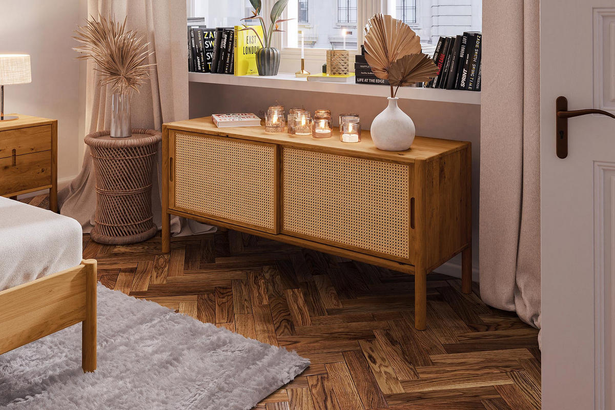 TV-SCHRANK INA Wildeiche - Dunkelbraun, Holz (142/64/46cm) - byoak