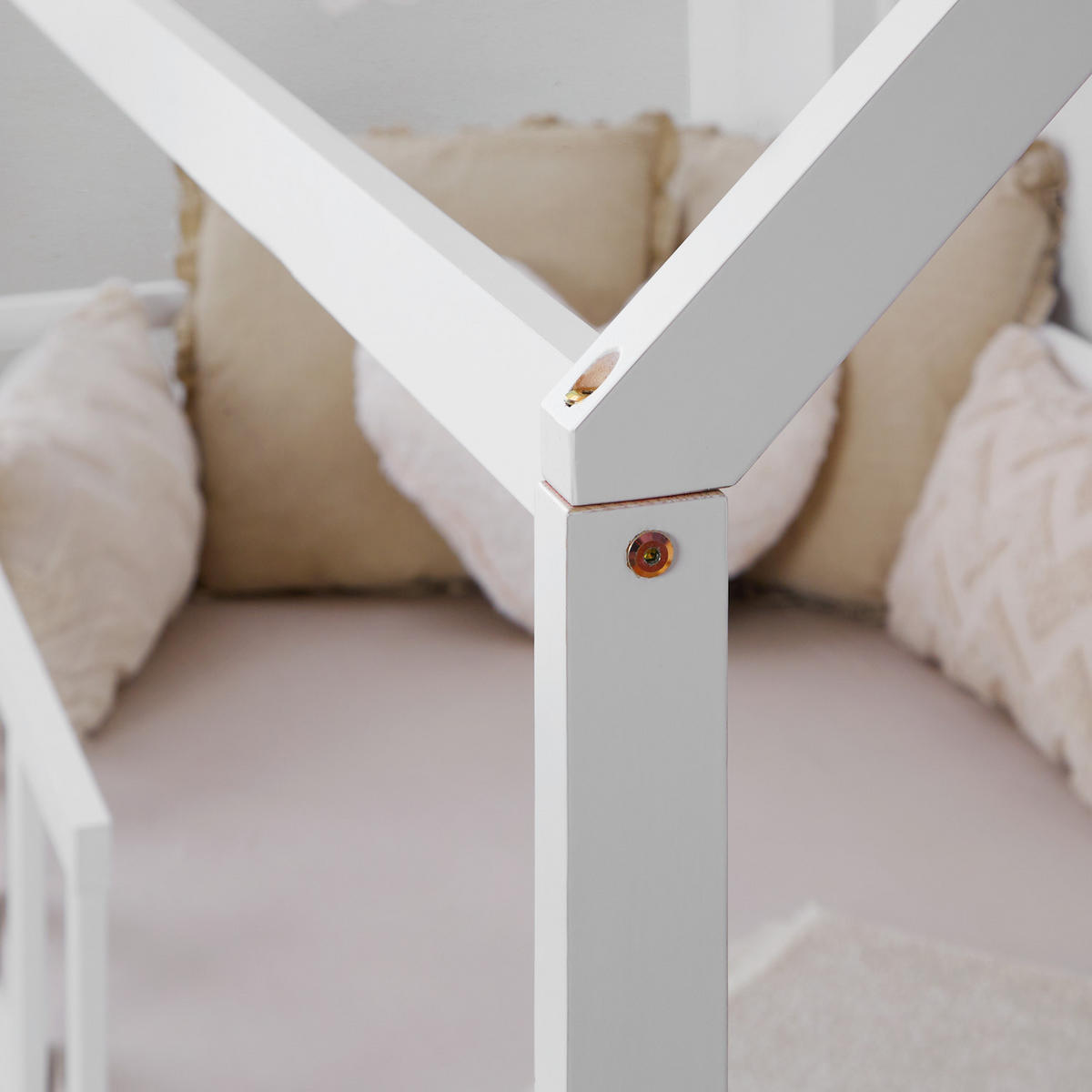 HAUSBETT 90/200 mit Rausfallschutz Weiß - Weiß, Holz (207/158/96cm) - Homestyle4u