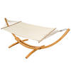 HÄNGEMATTE mit Holzgestell bis 150kg, 310/120cm, Beige - Beige, Holz (120/118/325cm) - Amanka