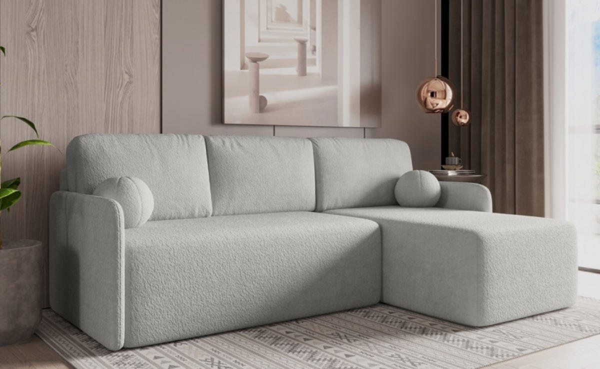 ECKSOFA Grau BLUMEN Boucle Rechts - Grau, Textil (212/142cm) - Sepro Meble