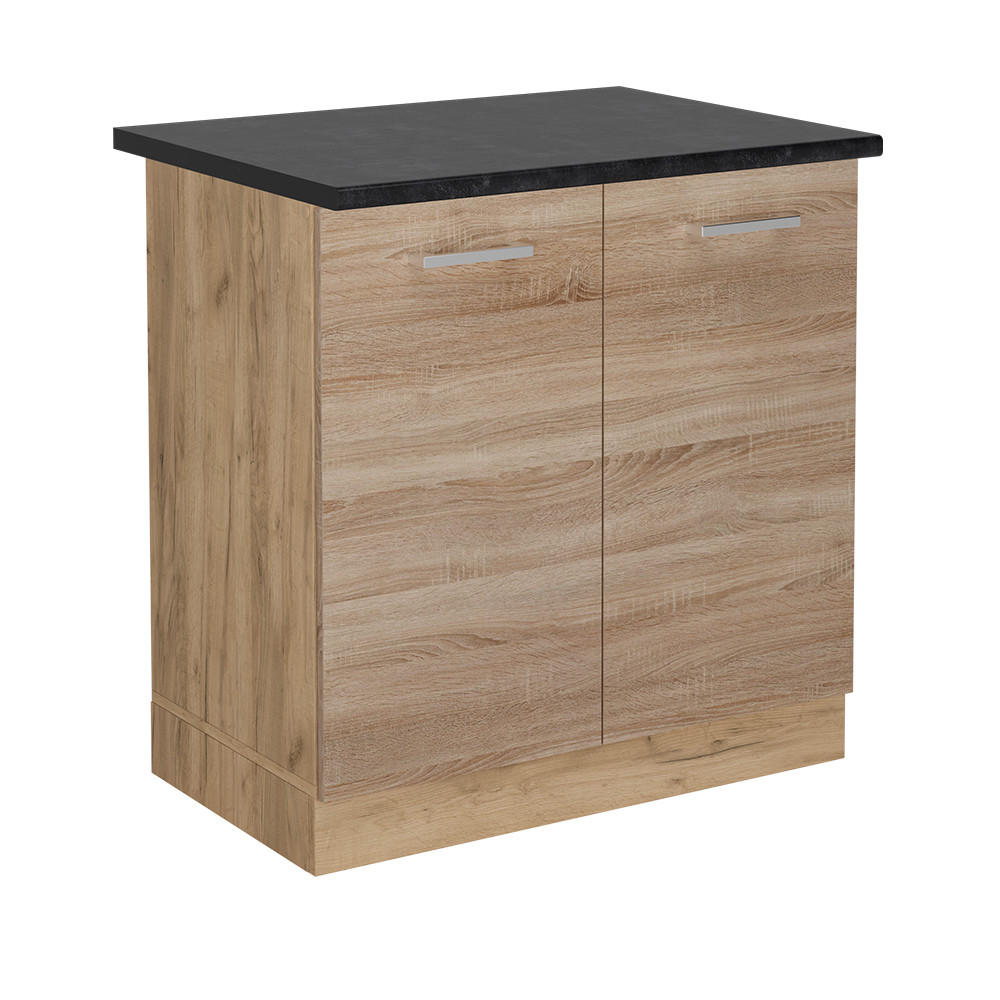 SPÜLENUNTERSCHRANK R-Line Sonoma 80 cm , AP Anthrazit - Honigeiche/Sonoma Eiche, Holzwerkstoff (80/81.6/60cm) - Vicco