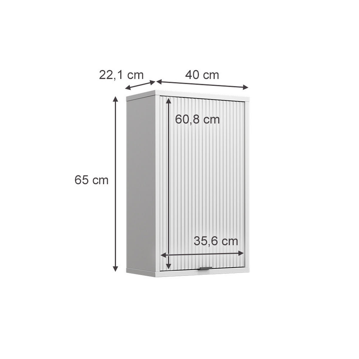 BADEZIMMER Eliza Weiß 40 x 65 cm mit eine Tür - Weiß, Holzwerkstoff (40/65/22.1cm) - Vicco