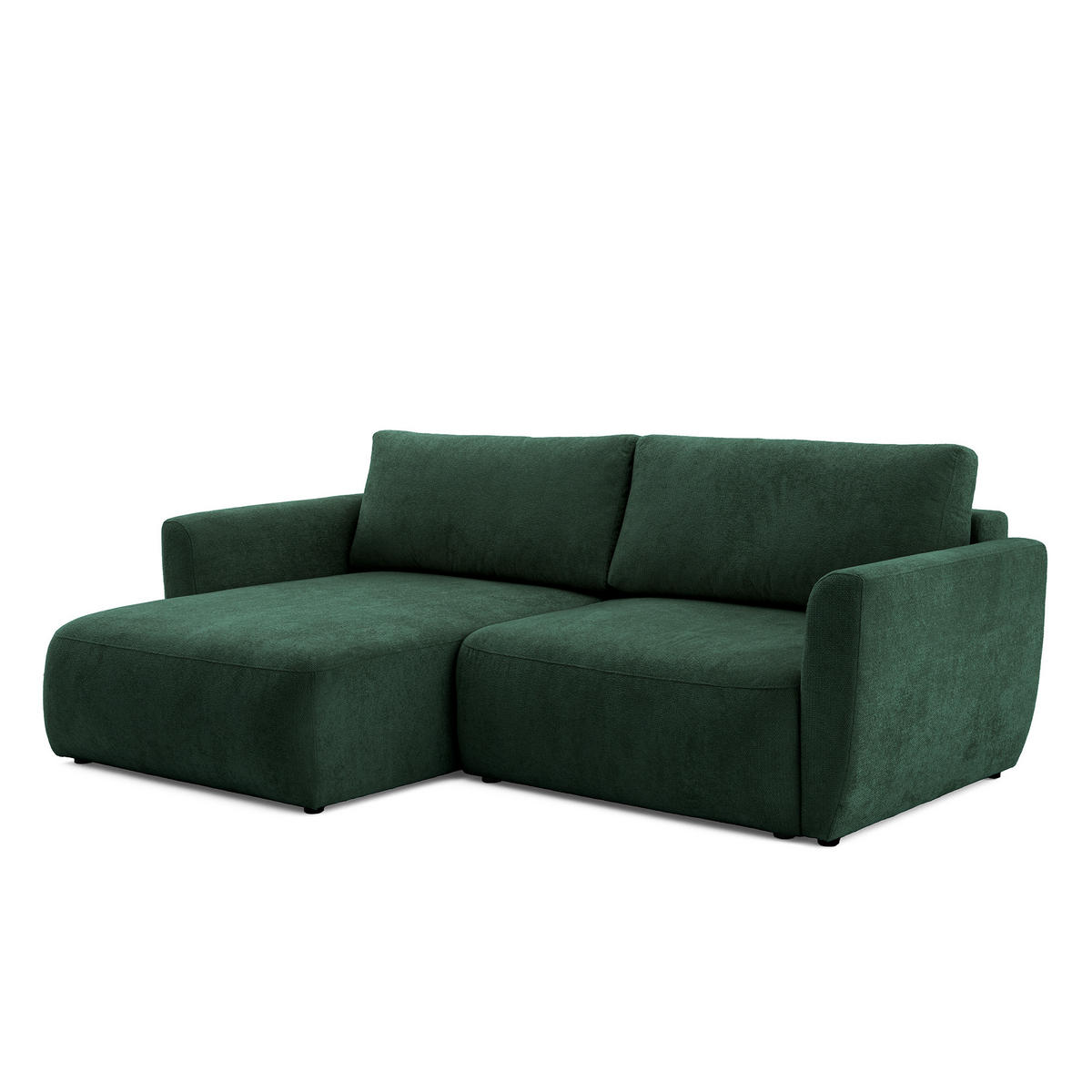 ECKSOFA BELLA L Links mit Schlaffunktion 140x205 Velours Dunkelgrün - Dunkelgrün/Schwarz, Holz/Kunststoff (230/165cm) - Muffo