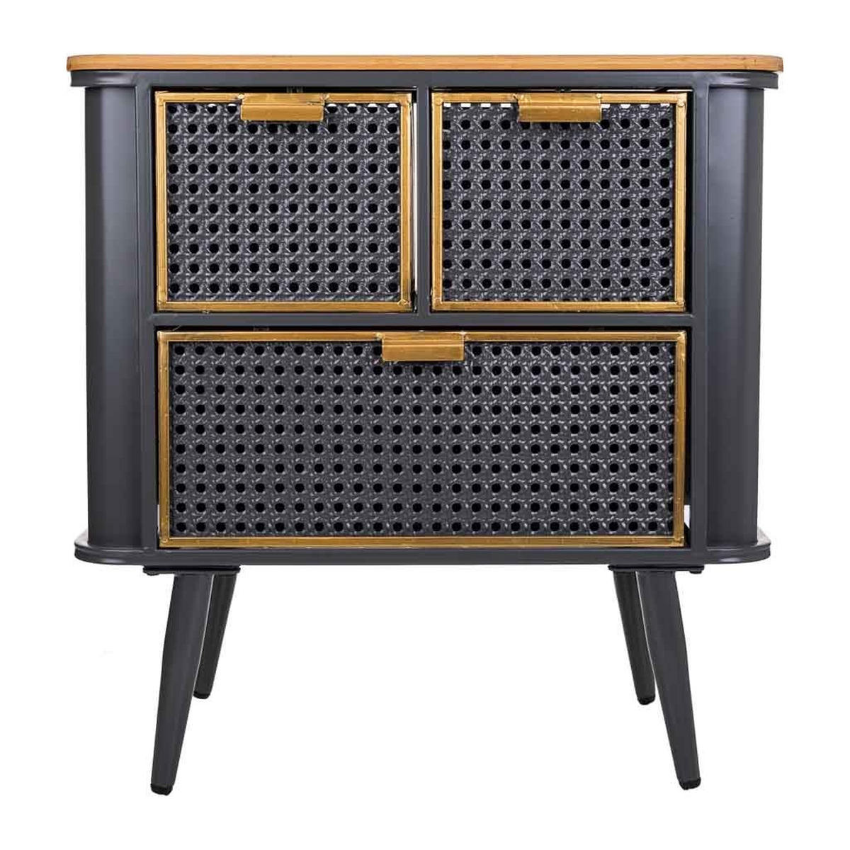 NACHTTISCH aus Metall und Holz, schwarz, 58x33x60cm - Multicolor, Metall (58/60/33cm) - Wanderlust