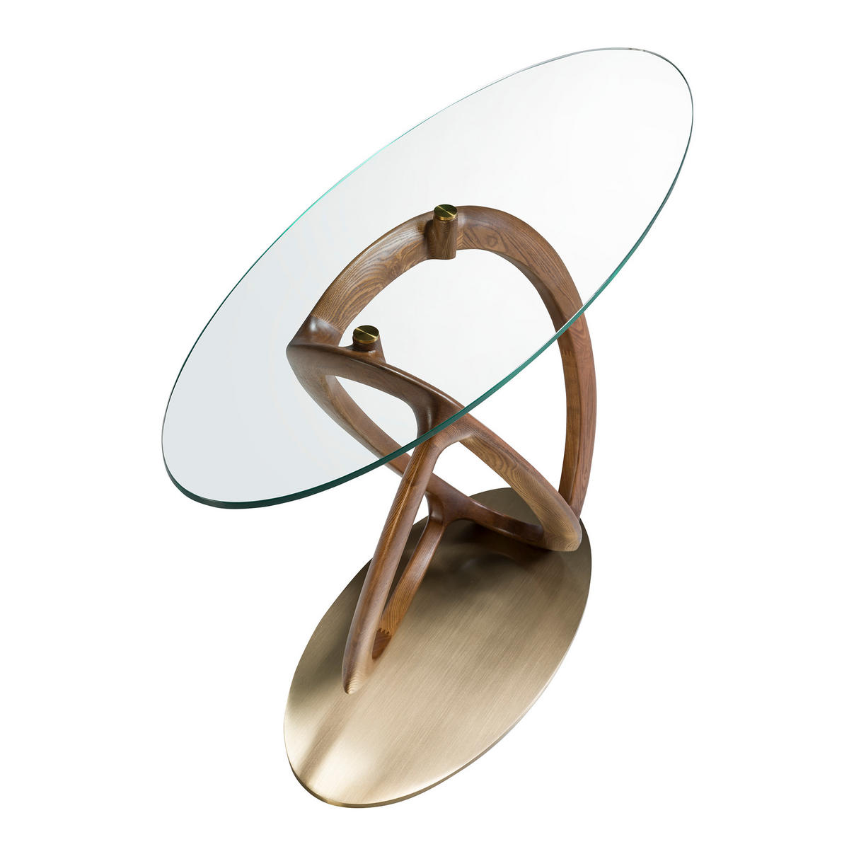 KONSOLE , Kristall, Walnuss, Gold 125/ 45/ 80 cm - Transparent/Goldfarben, Glas (45/125/80cm) - ANGEL CERDA