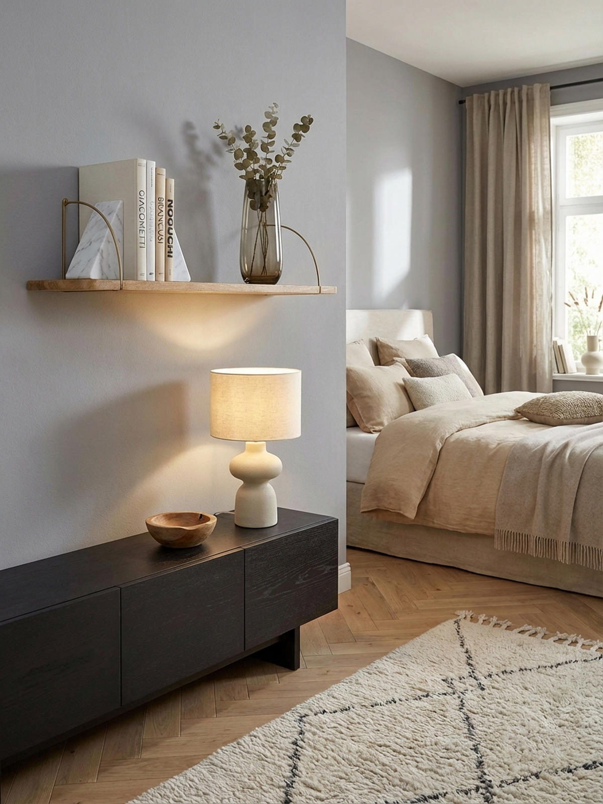 WANDREGAL TEVERE Mango Massivholz Eisen Industrial, Beige 120x22x25 cm - Beige, Holz/Metall (120/25/22cm) - KADIMA DESIGN