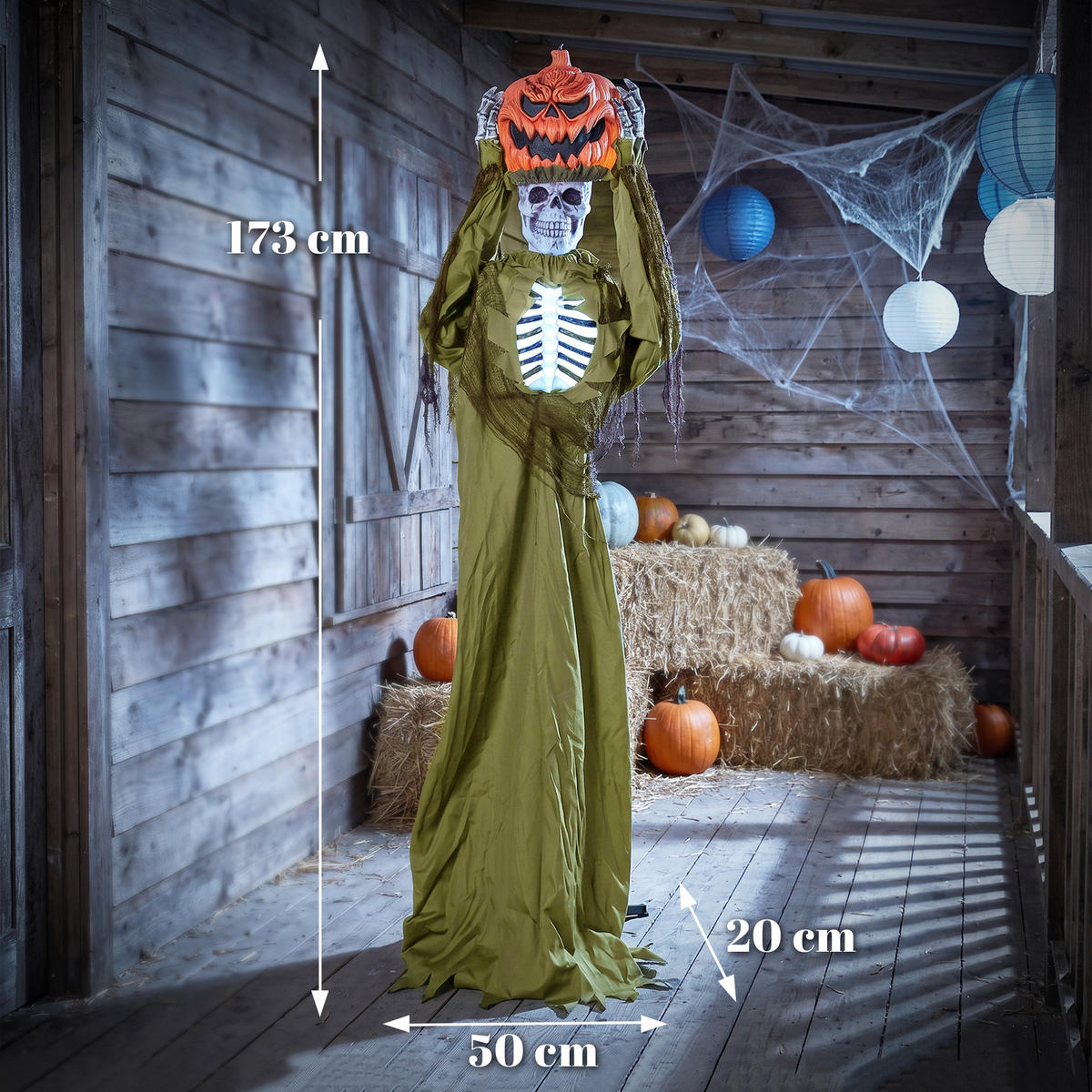 HALLOWEEN-DEKORATION Metall Polyesterfaser Dunkelgrün - Dunkelgrün, Metall (20/173/50cm) - HOMCOM