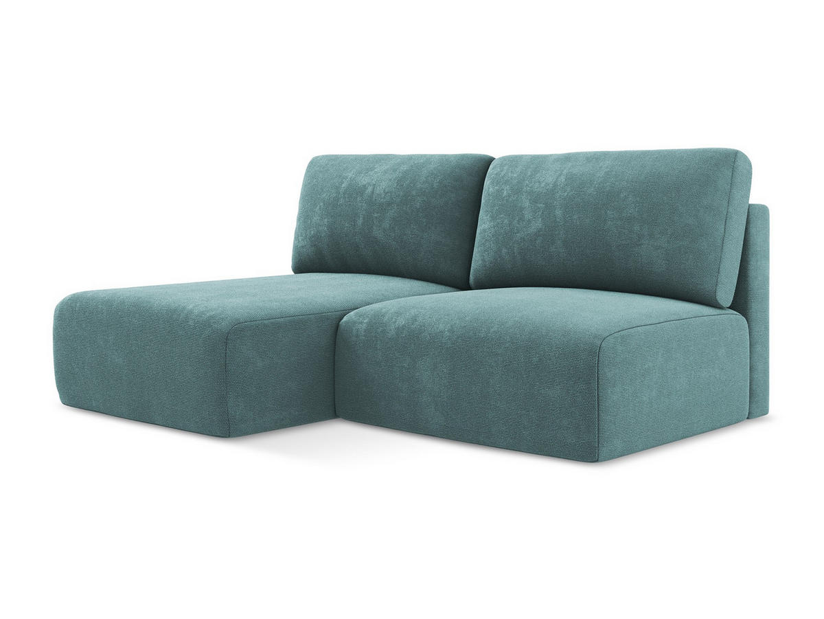 ECKSOFA mit Schlaffunktion links Chenille Stoff Blau - Blau/Beige, Kunststoff/Textil (149/210cm) - Makamii