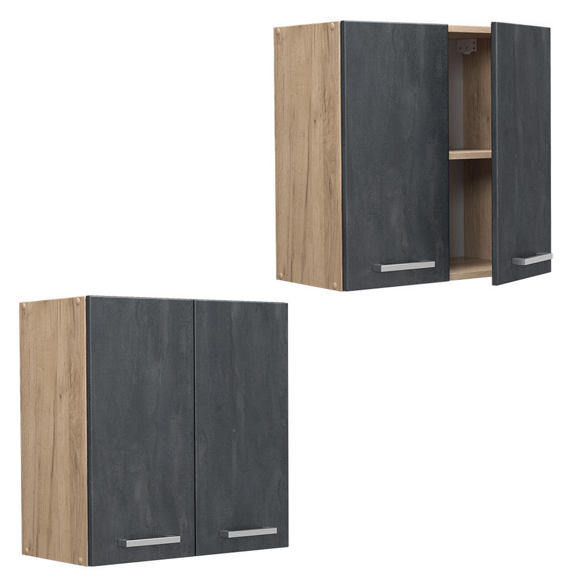 HÄNGESCHRANK R-Line Schwarz Beton 60 cm - Honigeiche/Eiche Wotan, Holzwerkstoff (60/60/31cm) - Vicco