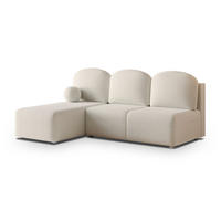 ECKSOFA TRAMA Creme Boucle-Stoff mit Schlaffunktion - Creme, Holz (200/143cm) - MASSENO