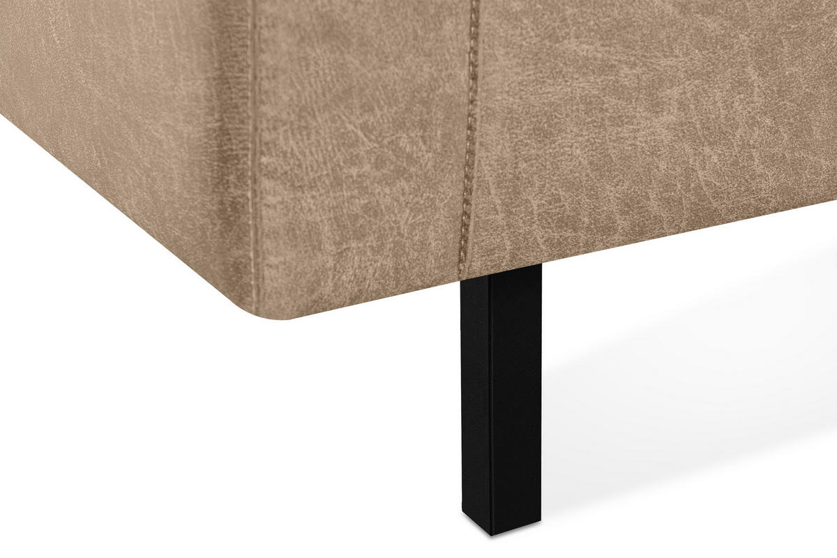 SESSEL INVIA mit Armlehnen auf hohen Metallbeinen vintage, Lederoptik-Stoff, Beige - Beige/Schwarz, Textil (98/87/98cm) - KONSIMO®