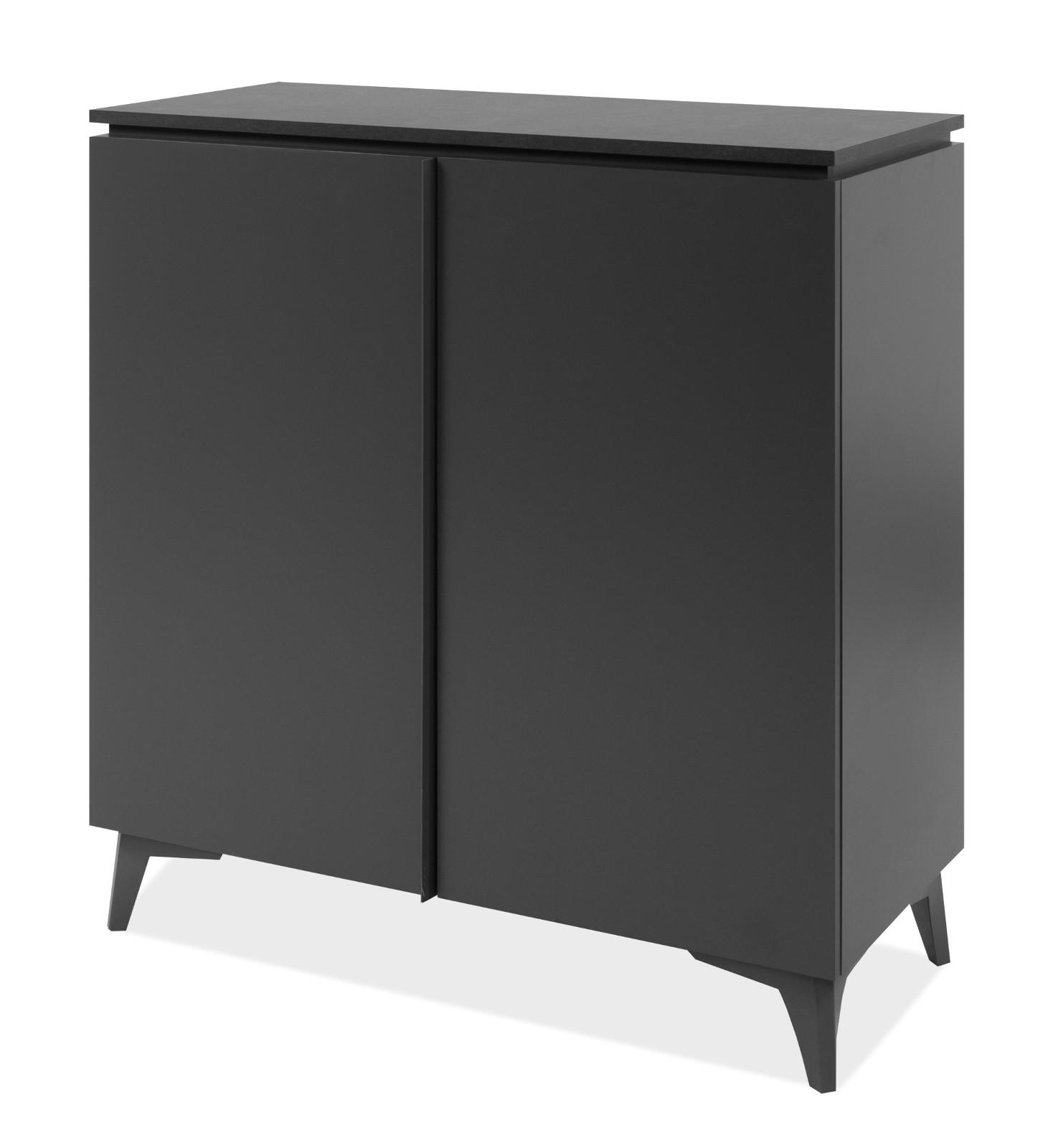 KOMMODE grau, Schiefer 88 x 92 cm, moderne Anrichte 2-türig - Schieferfarben/Grau, Holzwerkstoff/Kunststoff (88/92/40cm) - Furn.Design