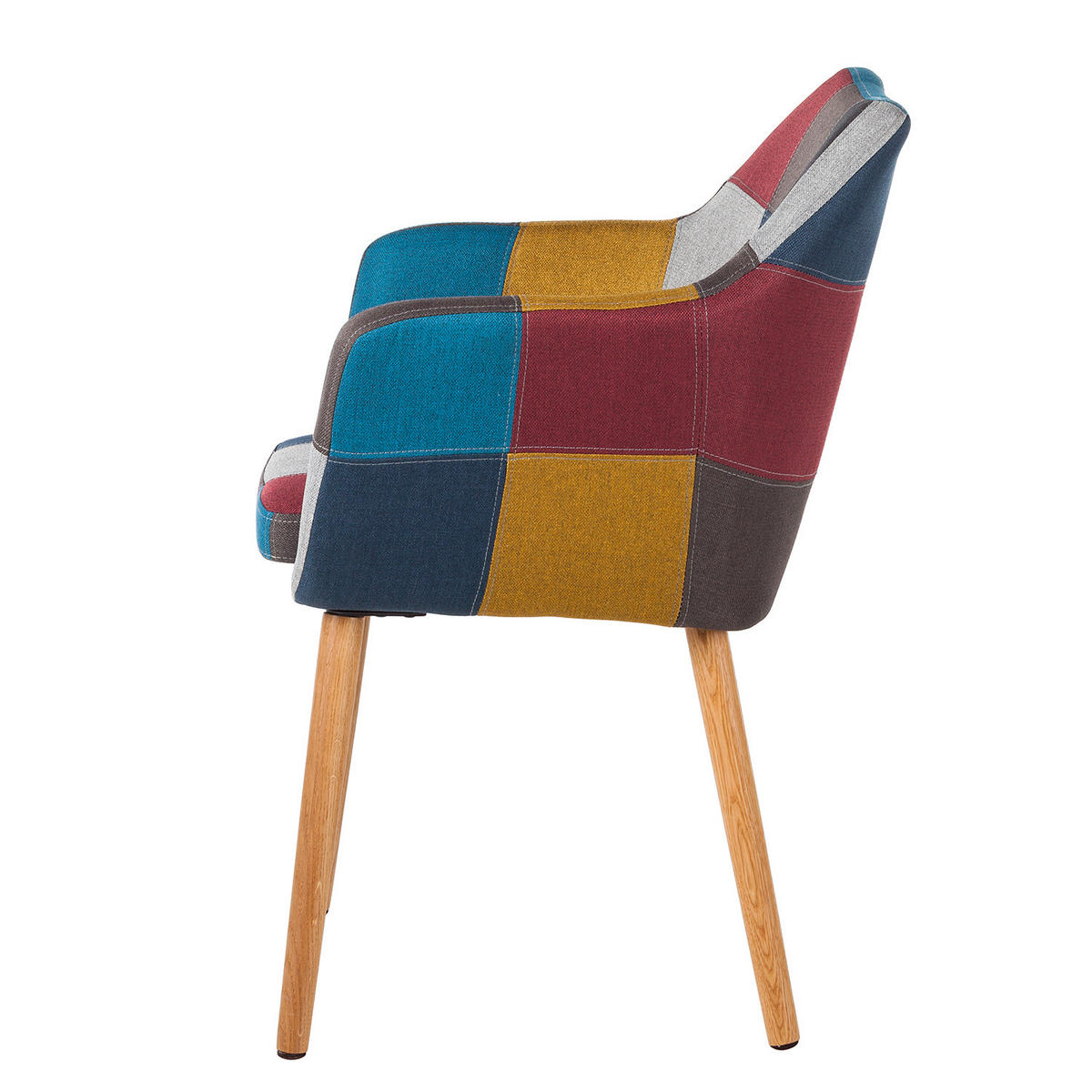 ARMLEHNENSTUHL - Webstoff / Massivholz Eiche - Mehrfarbig - Eichefarben/Multicolor, Eichenholz/Holz (58/84/58cm) - home24