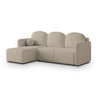 ECKSOFA SUVINO Beige Boucle-Stoff mit Schlaffunktion - Beige, Holz (230/143cm) - MASSENO