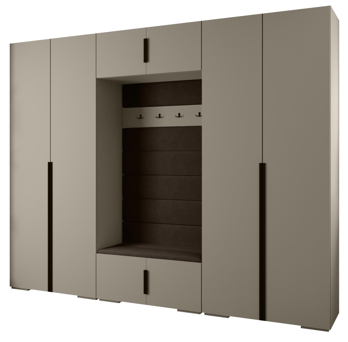 Abiks Möbel Garderoben-Set Kaschmir, Braun, Schwarz 300x236.7x47 cm