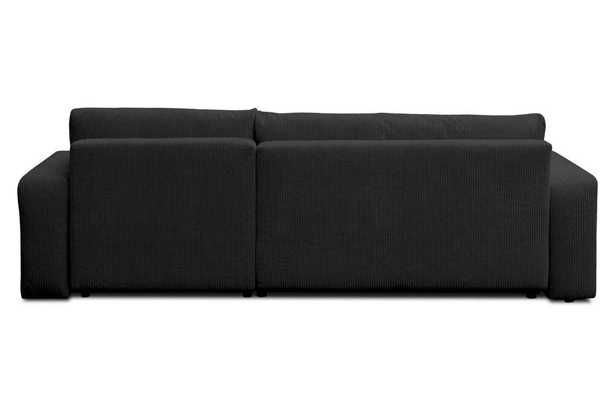 ECKSOFA Luna XL mit Schlaffunktion und Bettkasten Cord-Stoff (Schwarz) - Schwarz, Textil (274/142cm) - VENASI MÖBEL