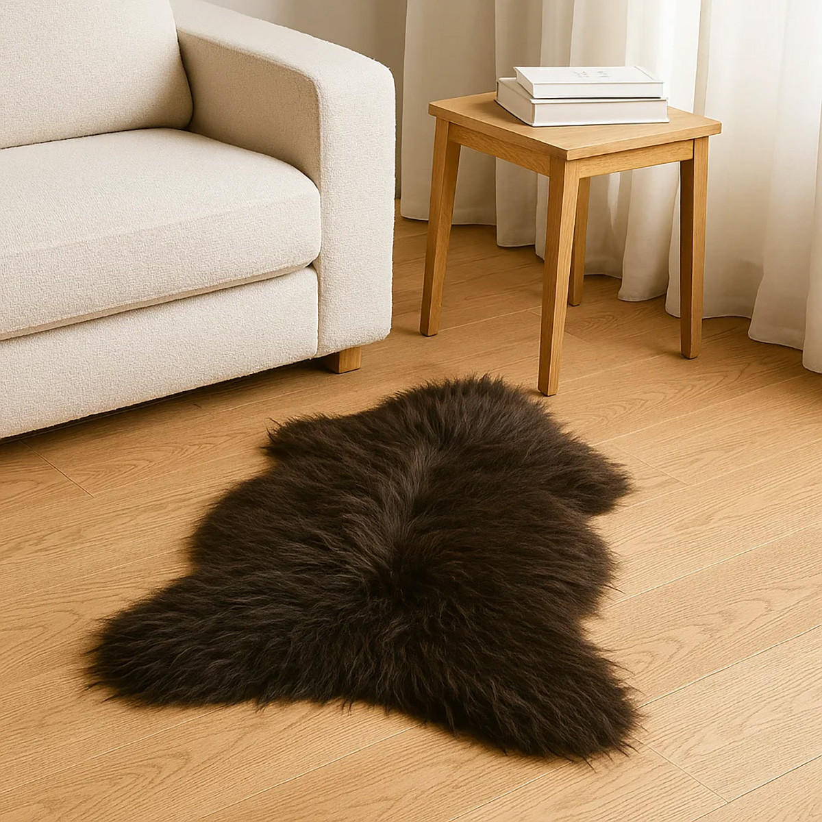 SCHAFFELL Island Langhaar – Dunkelbraun ca. 110 cm - Dunkelbraun, Fell (60/110cm)