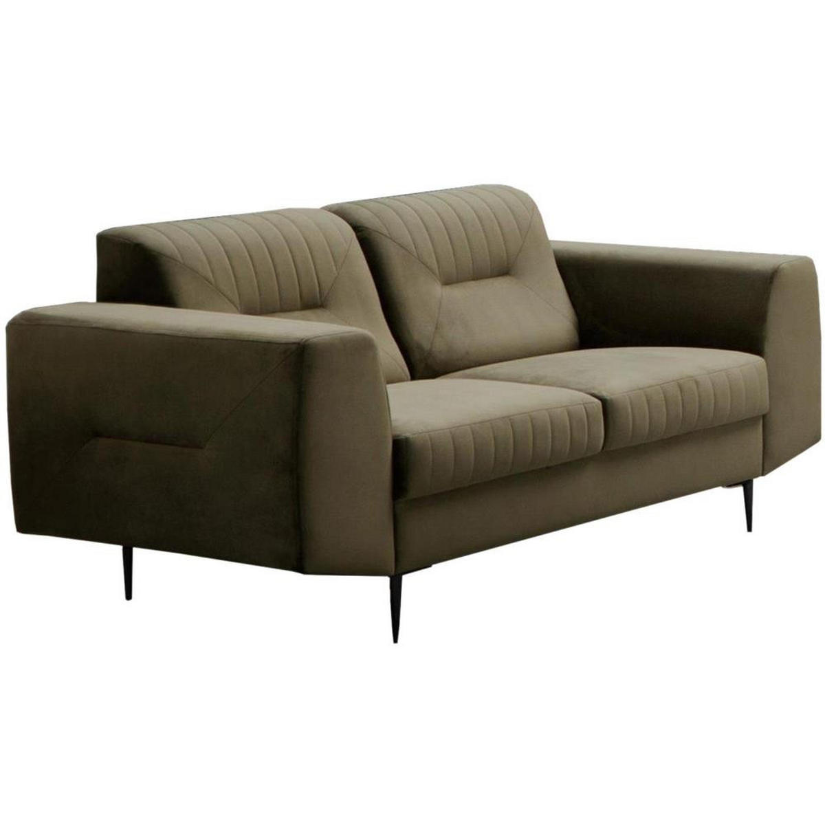 2-SITZER SOFA Venezia olivgrün mit schwarzen Beinen - Schwarz/Olivgrün, Textil (172/85/94cm) - Beautysofa