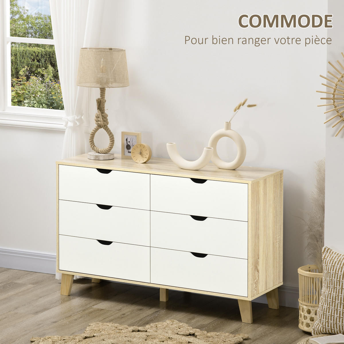 KOMMODE Beige und Holzoptik 120/40/76 cm - Eichefarben, Holzwerkstoff (120/76/40cm) - PANGIVO