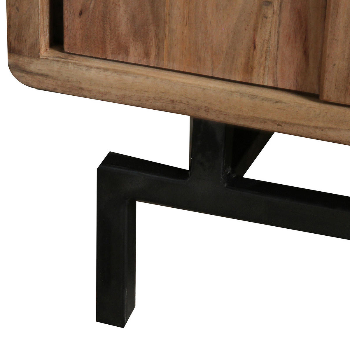 MASSIVES TV-LOWBOARD - Akazie / Schwarz - Schwarz/Akaziefarben, Holz/Metall (148/55/45cm) - home24