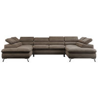 WOHNLANDSCHAFT PETER U Velvet Braun - Schwarz/Braun, Textil/Metall (346/76/208cm) - MKS