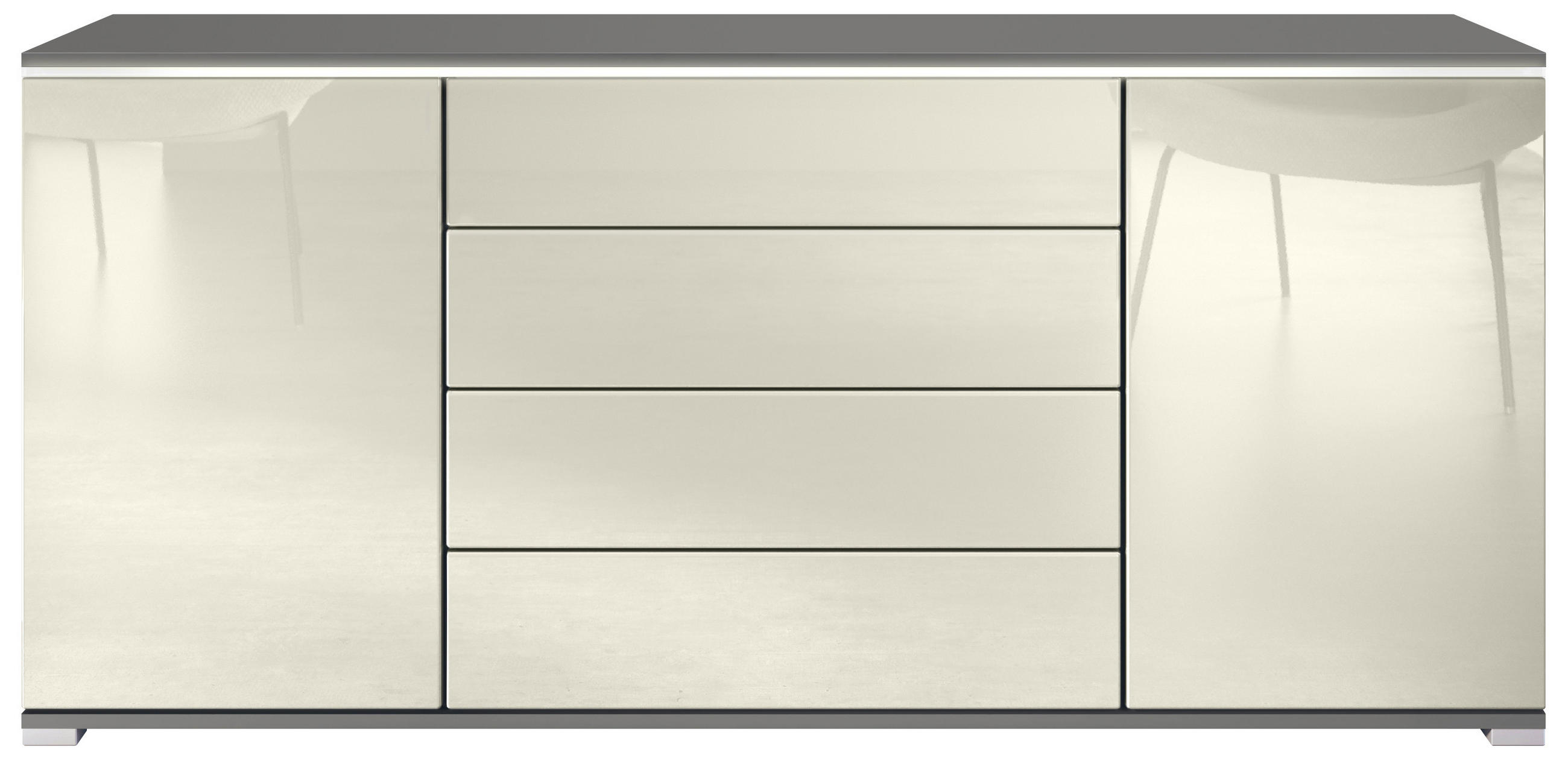SIDEBOARD Faro Creme Hochglanz - Creme, Holzwerkstoff (166.5/75.5/35cm) - Vladon