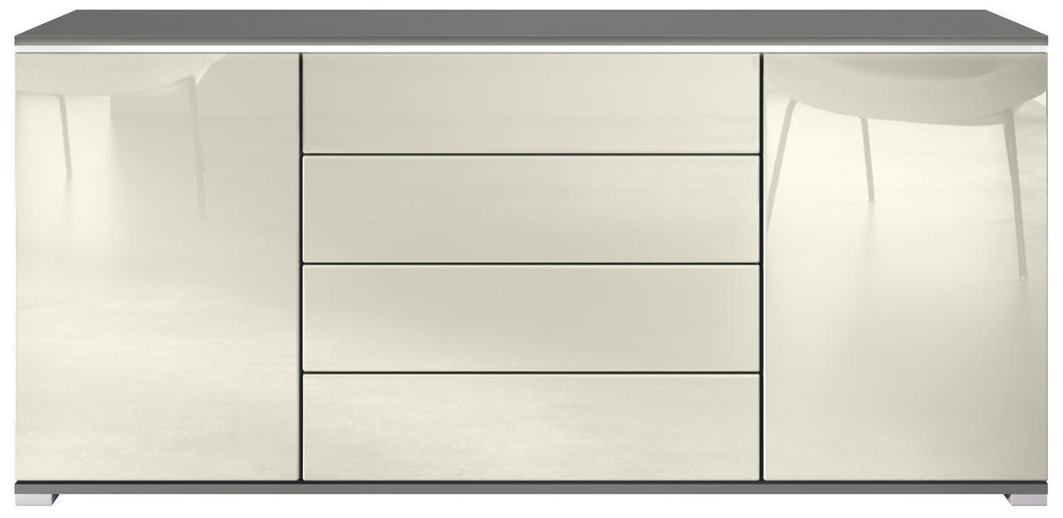 SIDEBOARD Faro Creme Hochglanz - Creme, Holzwerkstoff (166.5/75.5/35cm) - Vladon