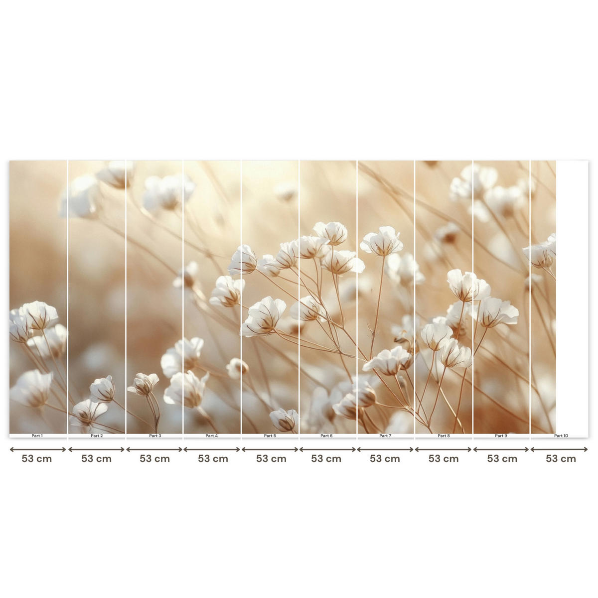 TAPETE - Wild - Blumen - Weiß - 500x260 cm - Creme, Papier (500/260cm) - OnlyWow