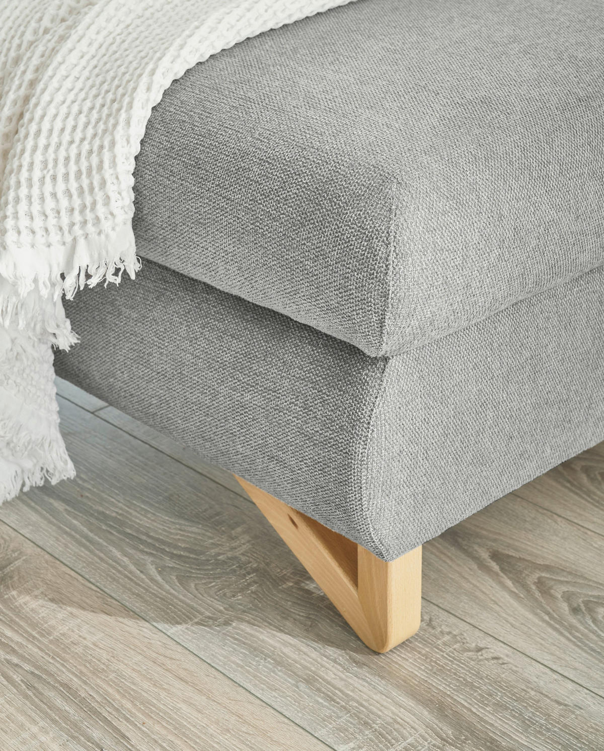 ECKSOFA hellgrau Struktur-Stoff, Wohnzimmer Sofa - Hellgrau, Holz/Textil (166/284cm) - Furn.Design