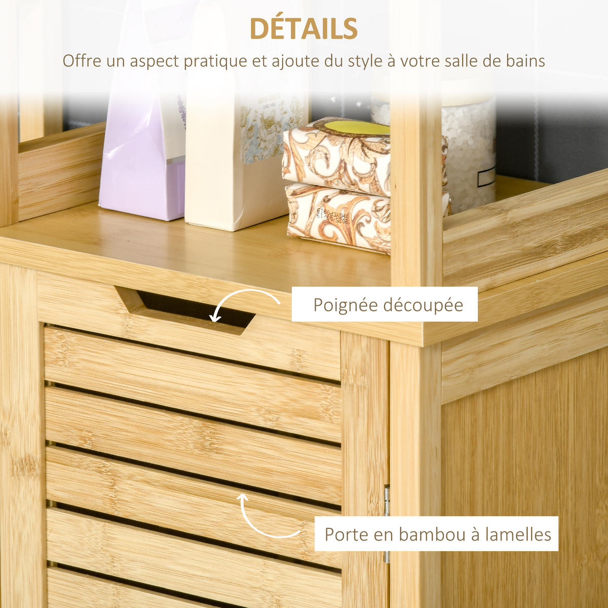 HOCHSCHRANK DE-12350 34/30/173 cm Bambus Natur - Naturfarben, Naturmaterialien (30/173/34cm) - ComfortXL