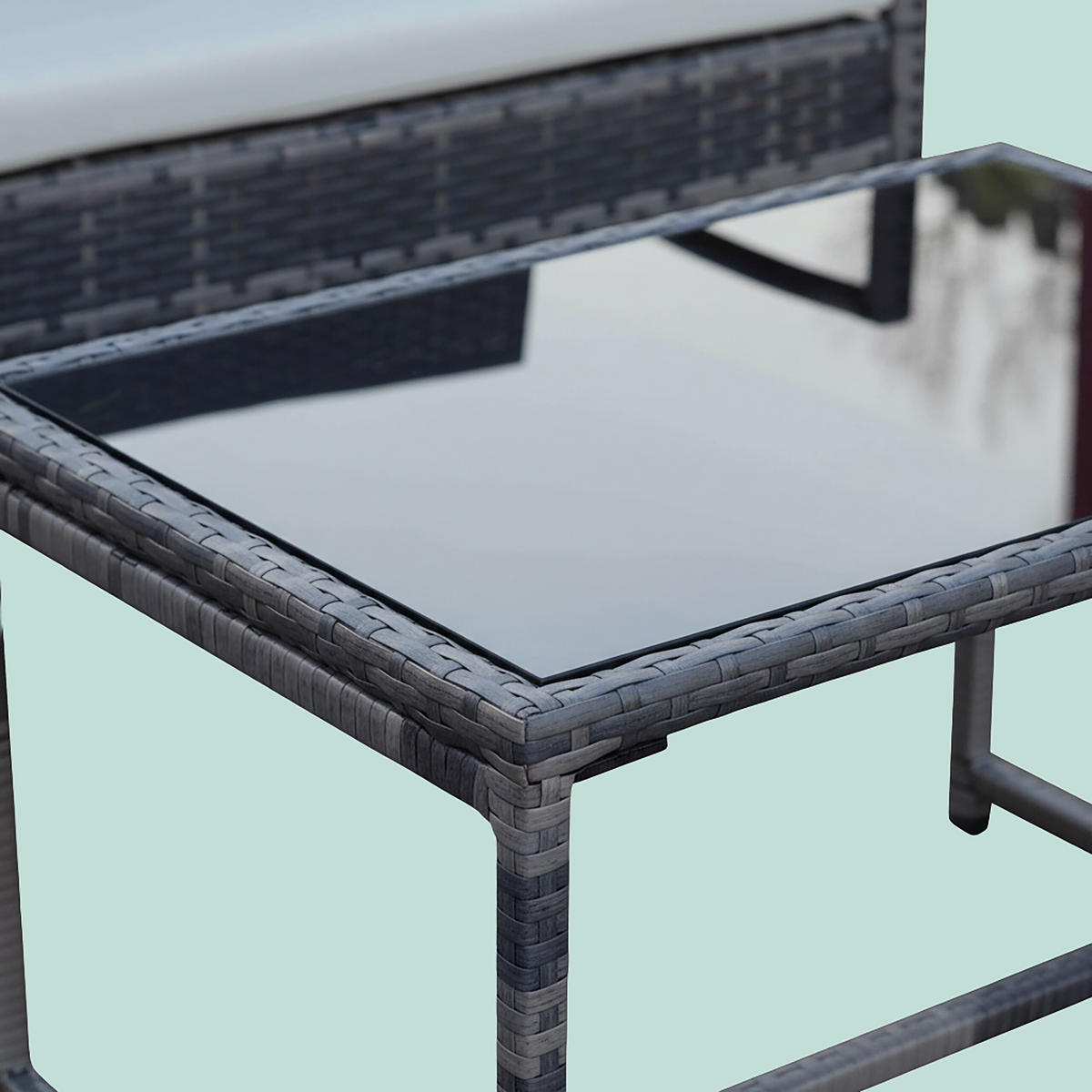 4-TLG.GARTENMÖBEL-SET - Grau, Glas/Kunststoff - Relaxdays