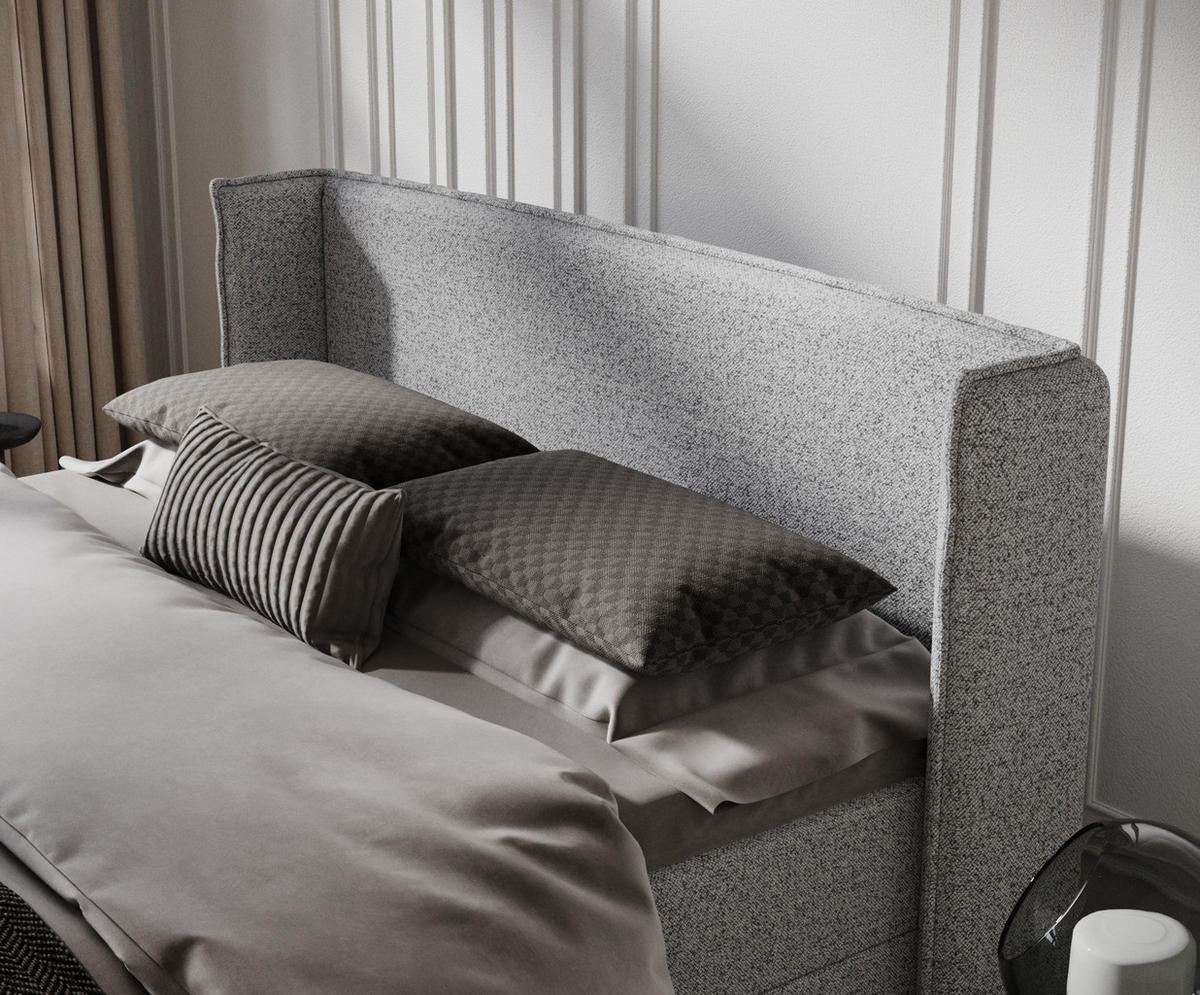 BOXBETT Passion Grau 140/200 cm - Schwarz/Grau, Kunststoff/Textil (140/200cm) - Maison de Reve