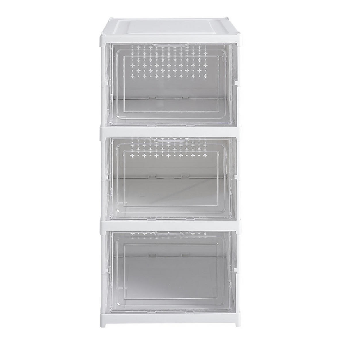 SCHUHSCHRANK 25.7/34.7/54 cm 3-Stufig Klappbar Kunststoff Weiß - Weiß, Kunststoff (25.7/54/34.7cm) - Livingandhome