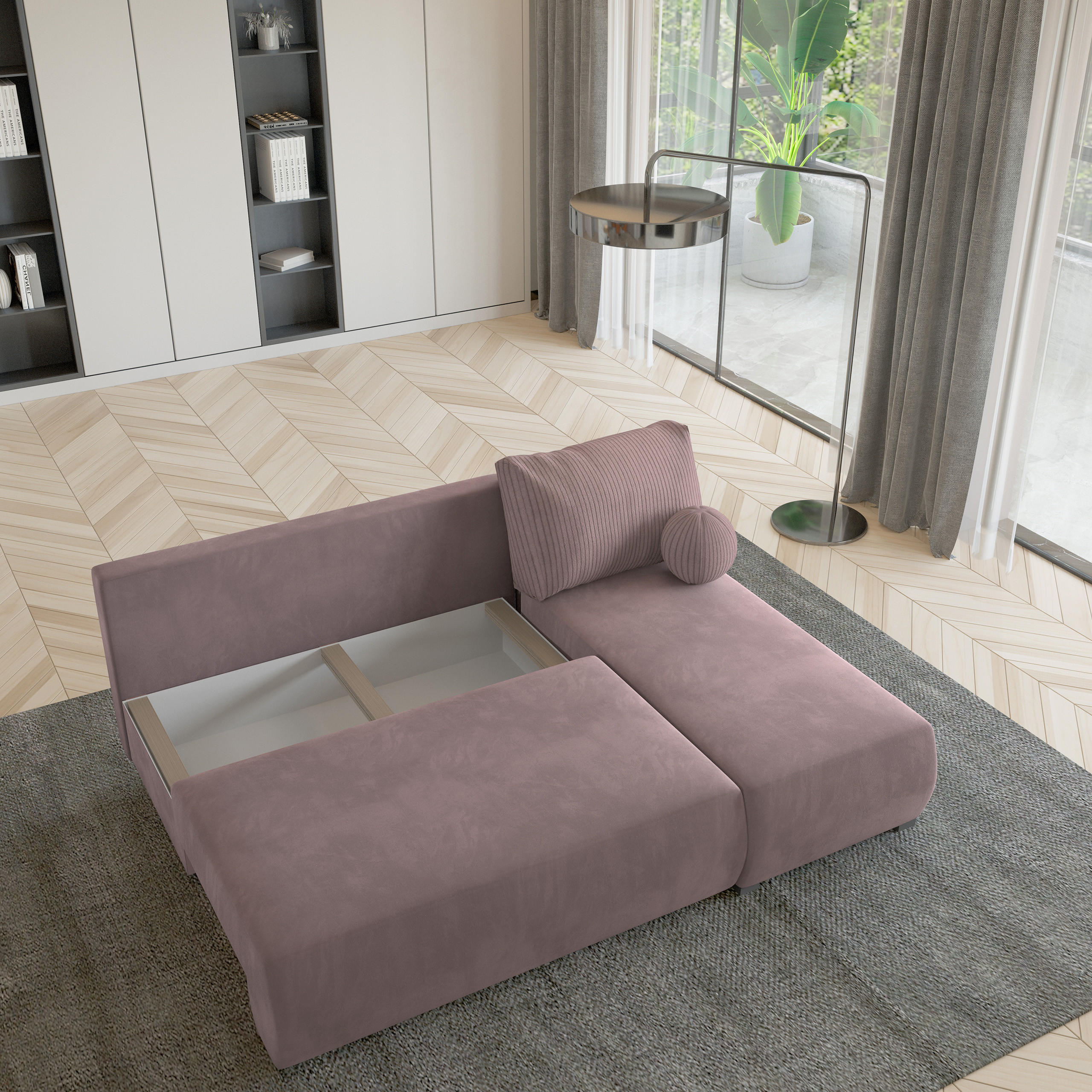 Thumbnail - Masseno Ecksofa, Rosa, Holz, 3-Sitzer, L-Form,L-Form, 200x143 cm, Wohnzimmer, Sofas & Couches, Wohnlandschaften, Ecksofa...